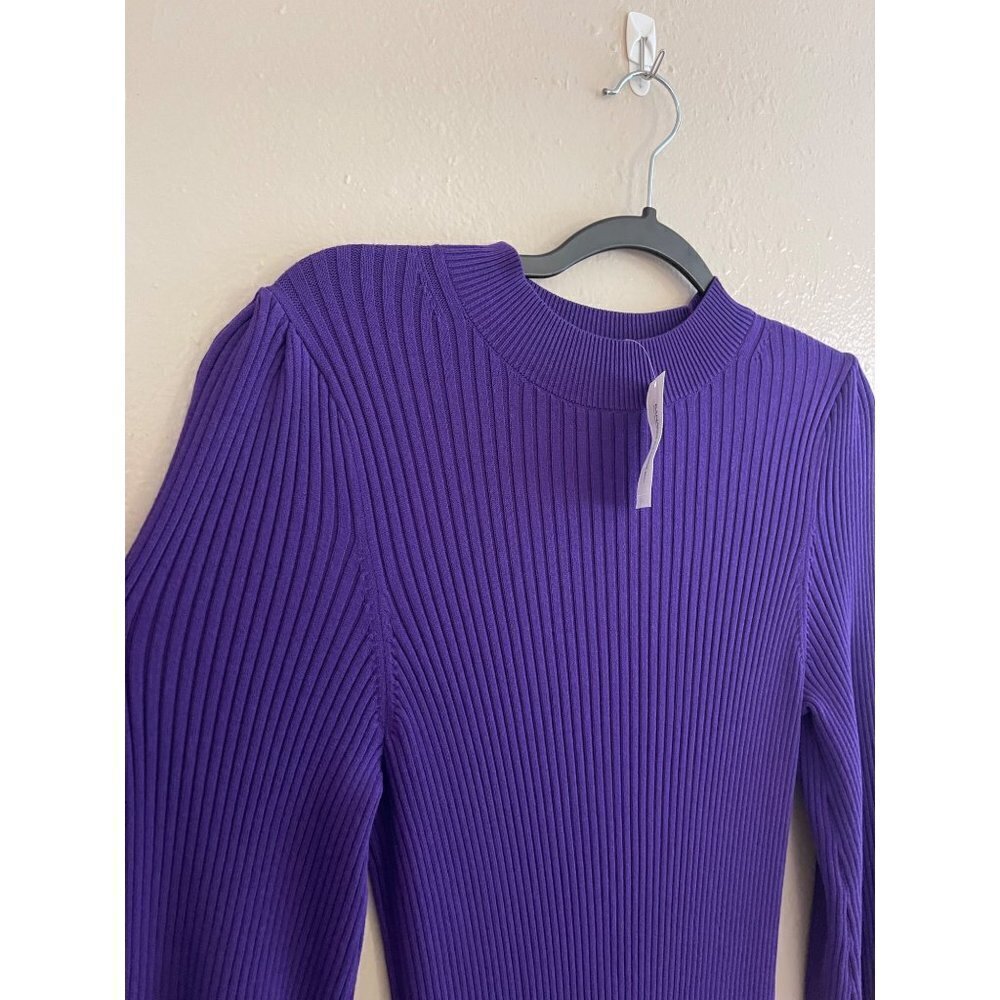 Banana Republic Ribbed Bodycon Long Sleeve Dress SZ XS Purple Stretch - Picture 12 of 12